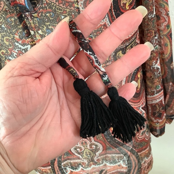 ALICE & OLIVIA Sterling Half Placket Tunic Blouse Mixed Print Moroccan Size S - Picture 5 of 10